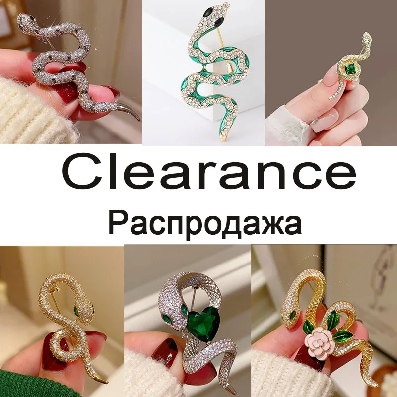 Clearance Price Snake Shape Brooches for Women Men Rhinestone Crystal Lapel Pin Clearance Sale