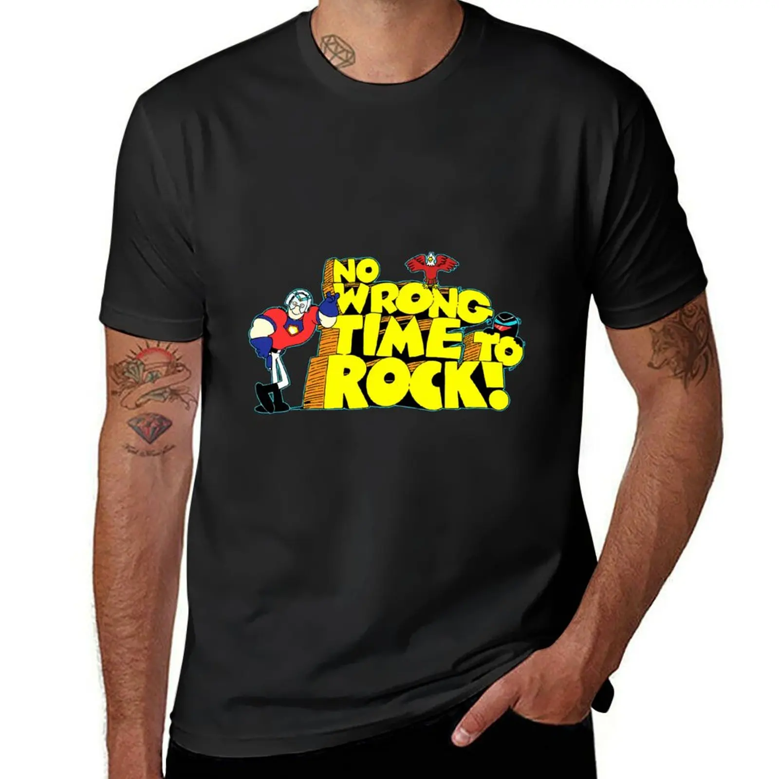 

No Wrong Time To Rock, Eagly Vigilante Peacemaker T-Shirt vintage aesthetic clothes tees mens tall t shirts
