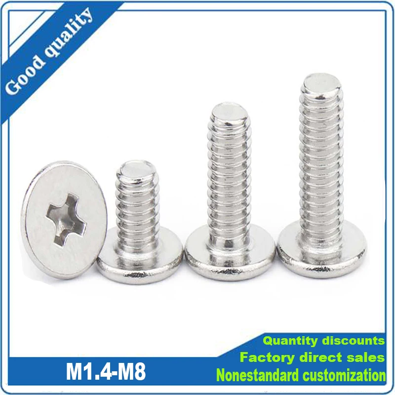 

5/25pcs CM M1.4 M1.6 M2 M2.5 M3 M4 M5 M6 M8 304 Stainless Steel Cross Phillips Ultra Thin Super Low Flat Wafer Head Screw Bolt