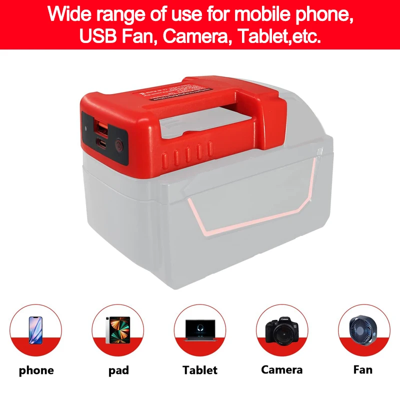 NEW For Milwaukee 18V Li-ion Battery Portable Battery Holder Adapter Fast Chargeing Battery Rack with USB and Type-C Output Port