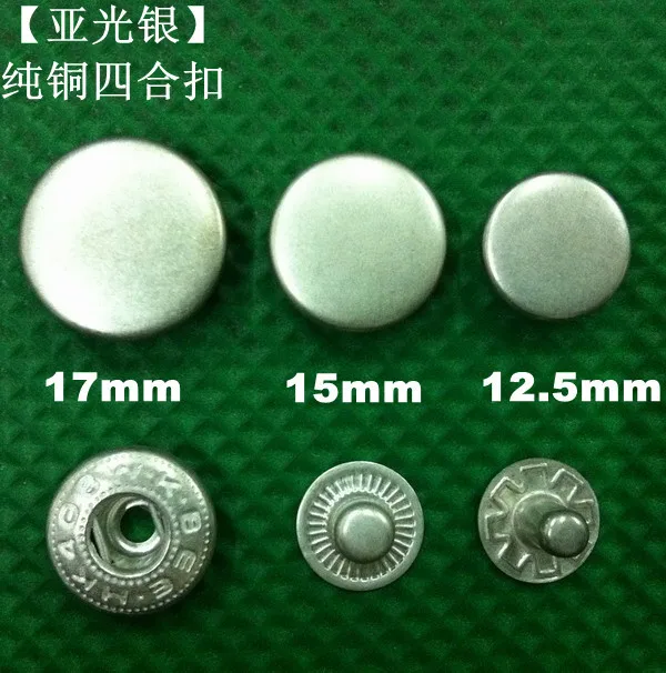 30 set/pacco Bottone a pressione rotondo in metallo argento opaco senza bottoni automatici per cucire Elementi di fissaggio Borse per vestiti artigianali in pelle Scarpe