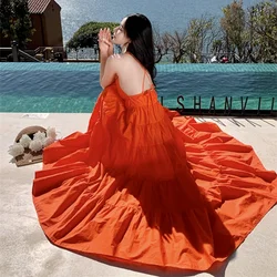 NEW Backless Lace Up Formal Runway Vestidos Maxi Dresses Elegant Long 2024 Summer Solid Sexy Slim Women's Vacation Sundress