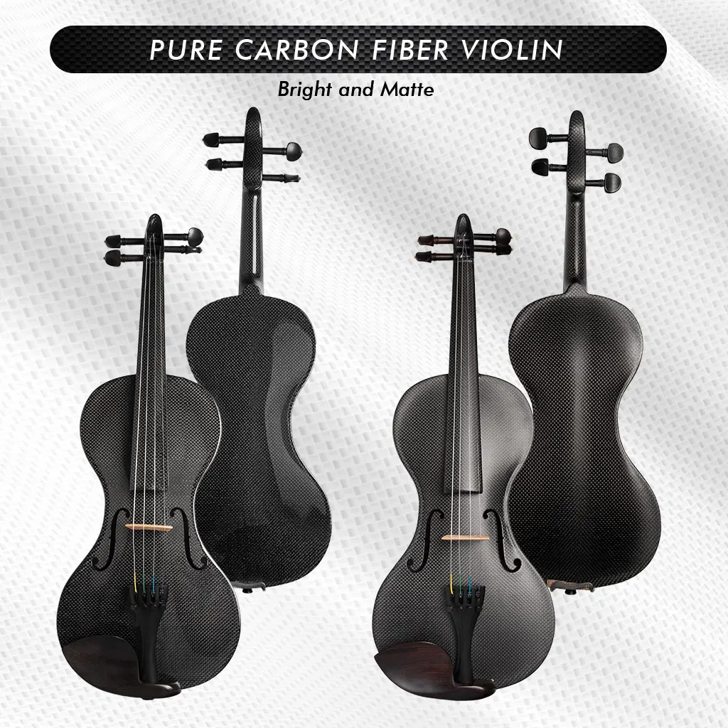 High Quality Matte 4/4 Size Pure Carbon Fiber Violin For Violinist Ebony Tailpiece Birdge Accessories Free Foam Fiddle Case