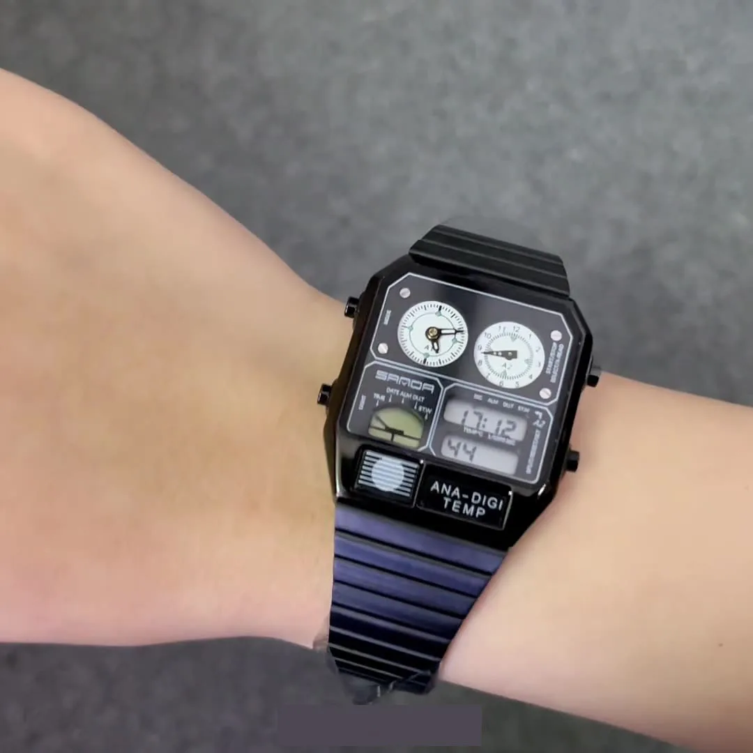 新型AL-165は、ファッショナブルなデュアルディスプレイ目覚まし時計電子時計であり、防水スポーツ電子時計です。