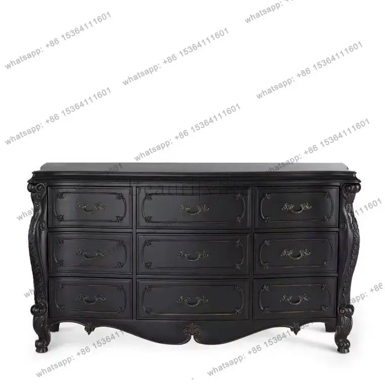 

American country engraved French retro side cabinet antique entrance cabinet old