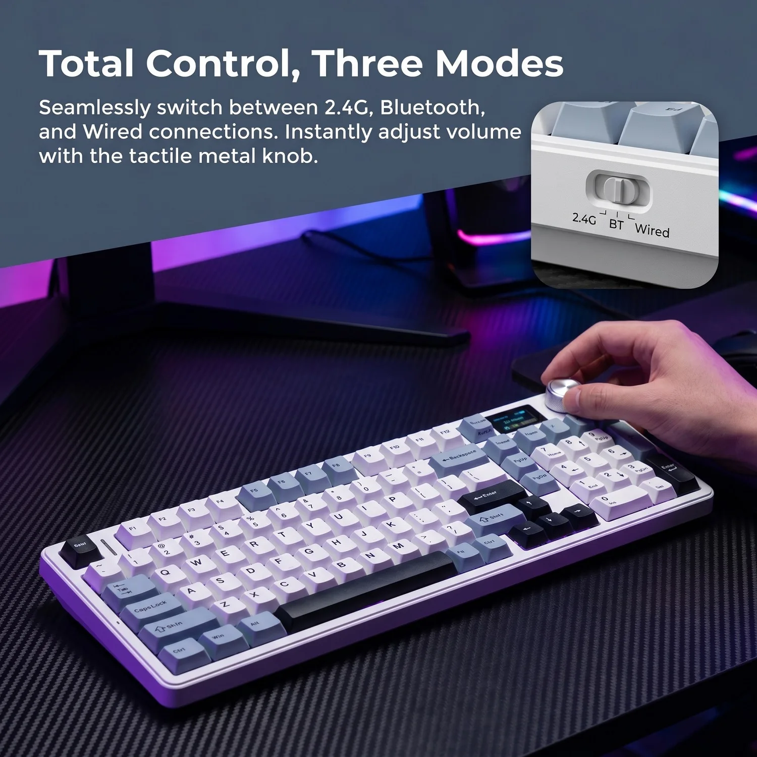 New AULA F99 Max Gasket Mechanical Gaming Keyboard | Tri-Mode Wireless (BT/2.4G/Wired) | Fully Hot-Swappable Keys