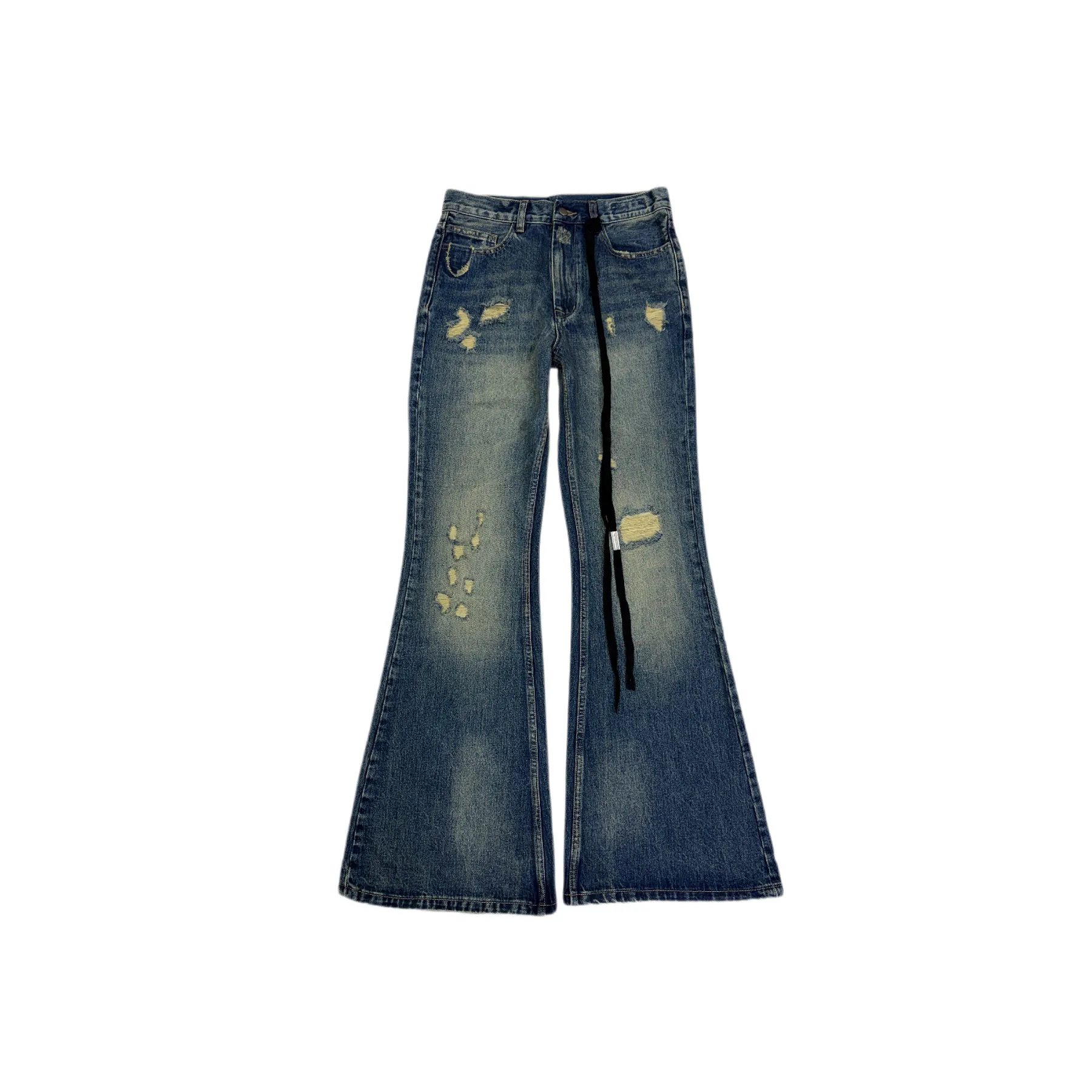 Ann 26 streamer washed blue distressed spoiler bootcut horn jeans