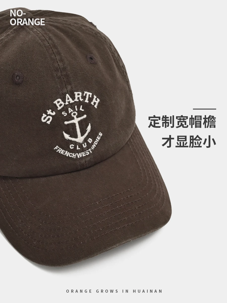 Washed-out Vintage Brushed Wide Brim Baseball Cap Female Thorn Peaked Cap Men's Sun-Shade