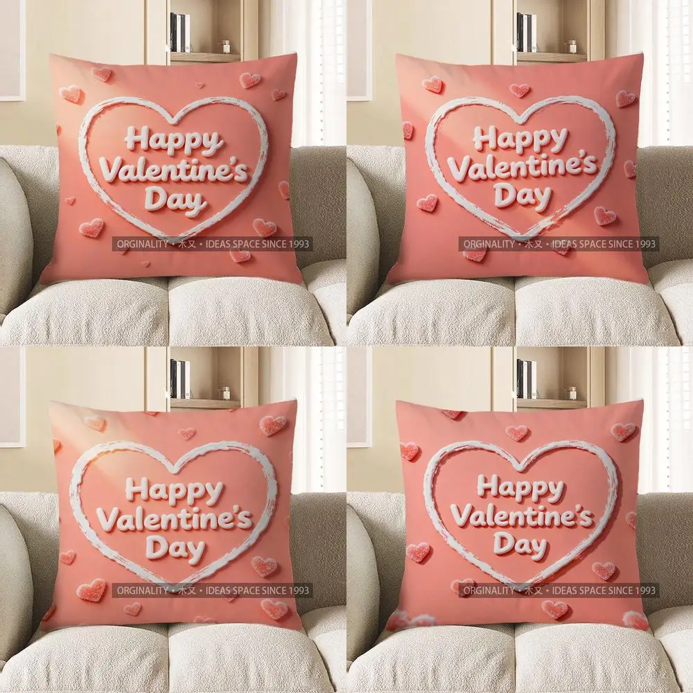 

2D наволочка в форме сердца с днем святого Валентина, подходит для дивана, спальни, автомобиля, наволочка