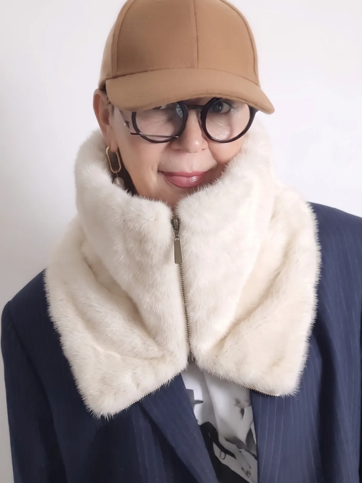 DFDG Women 2026 Faux Mink Fur Scarf Zipper Thick Warm Plush High Neck Wrap Winter Fashion Neck Warmer Accessory Neckerchief