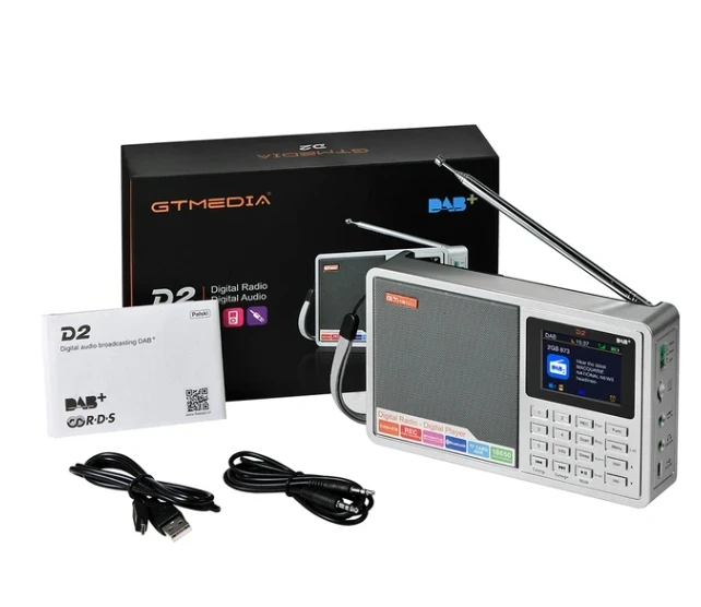 حقيقي] GTMEDIA D2 المحمولة DAB الرقمية سمّاعات بلوتوث AUX IN TF فتحة للبطاقات مشغل MP3 تسجيل ساعة منبه النوم الموقت راديو
