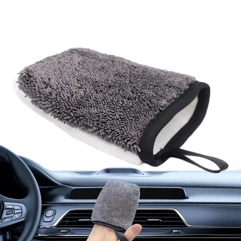 

Перчатки для мытья краски автомобиля, варежки для мытья салона, перчатки из полиэстера, инструмент для детализации кожи, сиденья, двери, инструментальная панель, колесо