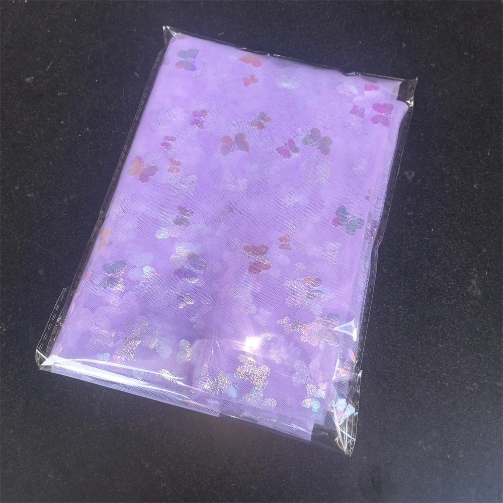 59*35.8inch and 29.5*71inch Colorful Butterfly Tulle Fabric Sewing for Handmade DIY Girl's Dress Mesh Fabric Background Decor
