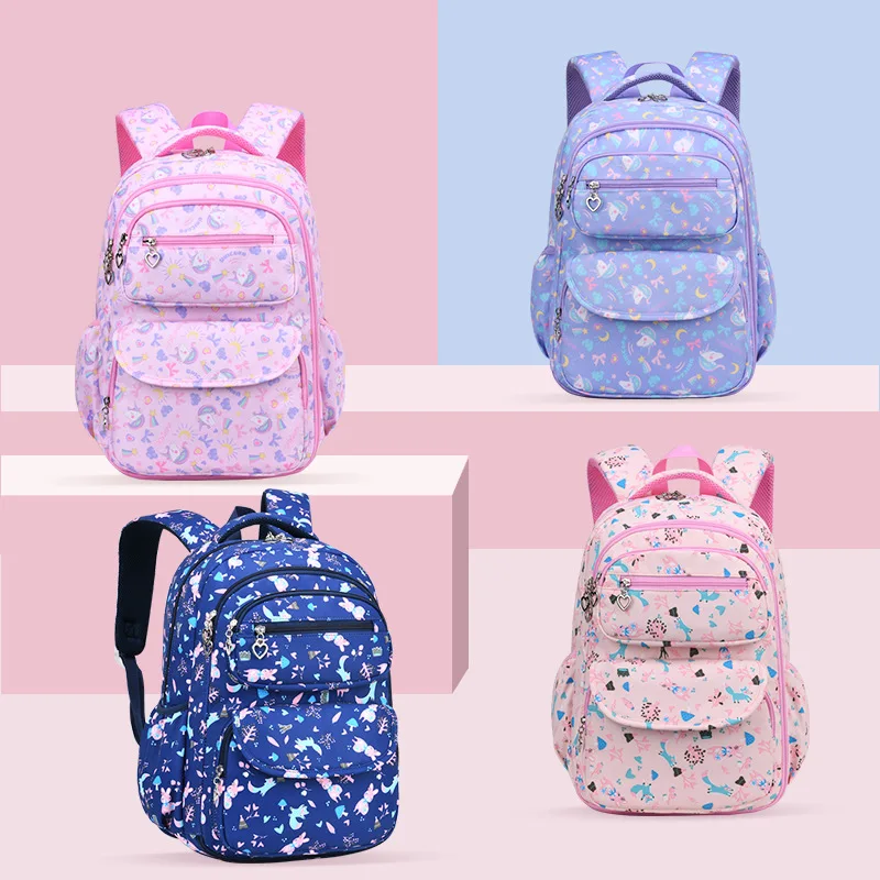 Children Girl Backpack School Bag Pink For Kid Child Teenage Schoolbag   Waterproof Straps Refrigerator-Style Opening Nylon