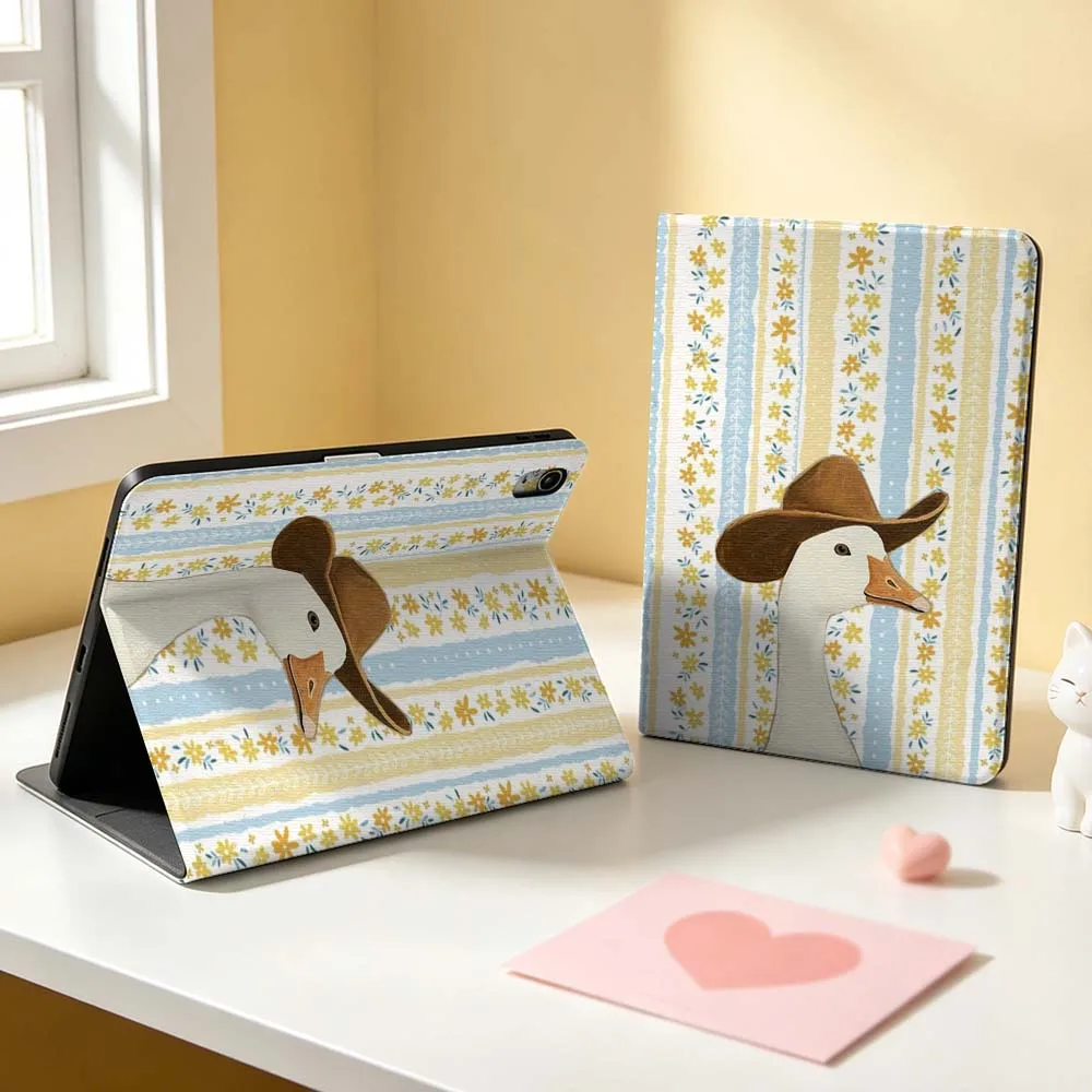 

Cartoon Duck Art Pen Tray For Apple iPad Pro Mini A16 A17 A14 4 5 6 7 6th 12th Gen 9.7 12.9 11 13 M4 inch Tablet Case