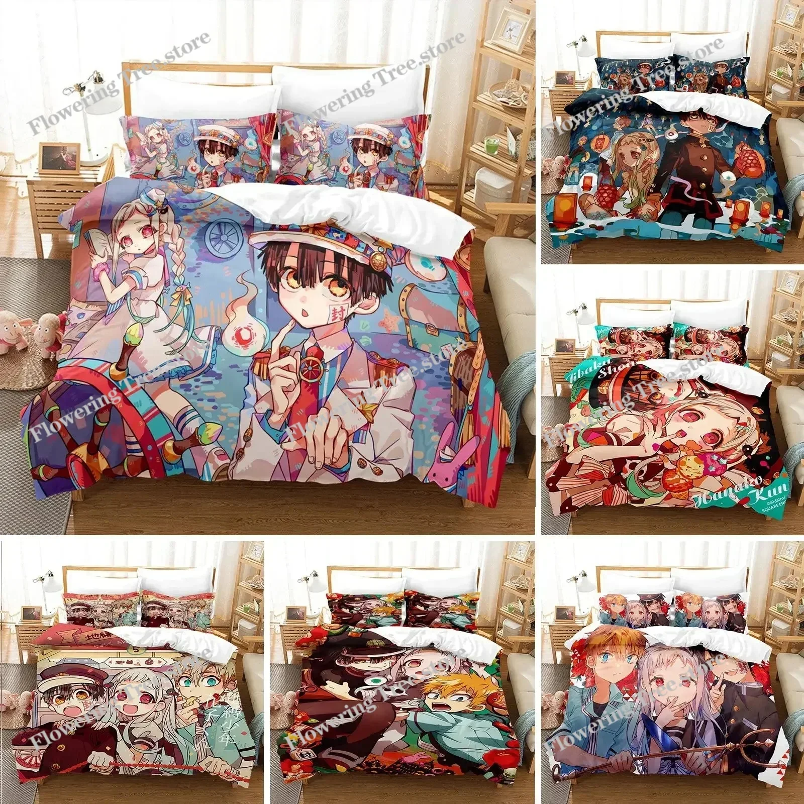 

Anime Toilet Bound Hanako-kun Duvet Cover Pillowcase Bedding Set Double Twin Full Queen King Adult Kids Bedclothes Quilt Cover