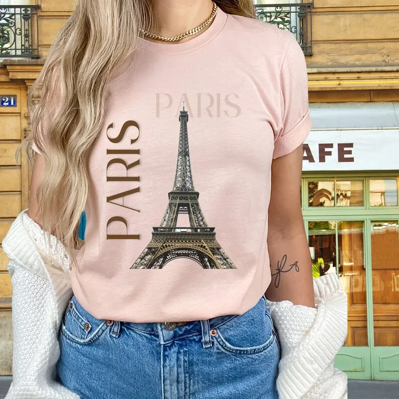 Paris-Themed T-Shirt with Eiffel Tower City-inspired fashion Paris Lover Gift Gift for her Travel shirt Souvenir Shirt