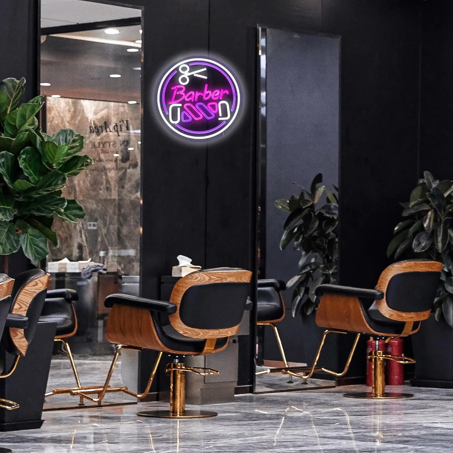 الحلاق LED النيون تسجيل الشعر صالون ديكور USB ضوء النيون عكس الضوء صالون الحلاقة الاستمالة استوديو الحلاقة صالون الذكور الاستمالة محور ديكور #6