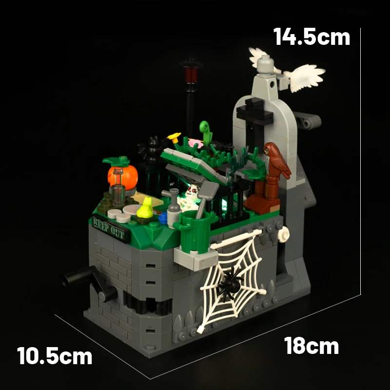 MOC City Halloween Cemetery Building Blocks Street View Military Army Soldier Figures Skeleton Ghost Graveyard Bricks Friend Toy