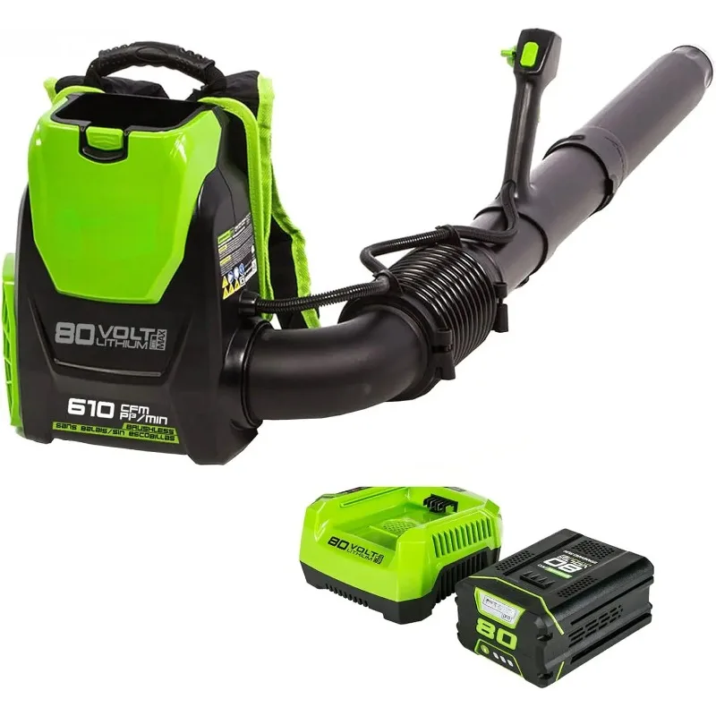 80V (180 MPH / 610 CFM / 75+ Compatible Tools) Cordless Brushless Backpack Blower, 2.5Ah Battery and Rapid Charger Included