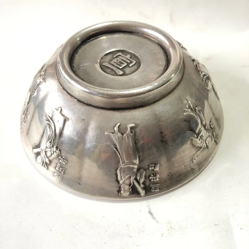 Antique Collection: Ming Dynasty Xuan De Era Eight Immortals Bronze Bowl, Home Decorative Ornament