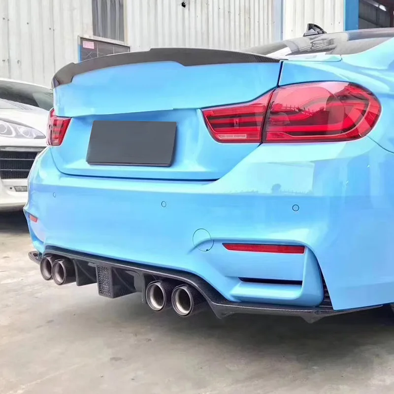 Automotive Parts V Style Rear Bumper Lip With Brake Led For 2015-2018 BMW F82 M4 Carbon Fiber Diffuser