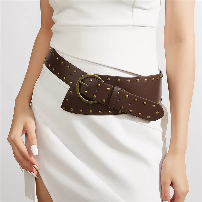 

Punk Trend Liu Nail Personality Belt Decoration European And American Style Women Versatile Buckle Belt Trendy Pants Belt