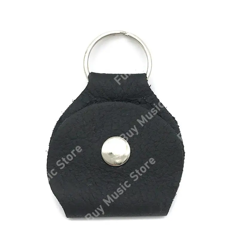 High Quality Genuine Leather Guitar Pick Holder Guitarra Plectrum Case Bag wiht Keychain Guitar Accessories Black Brown