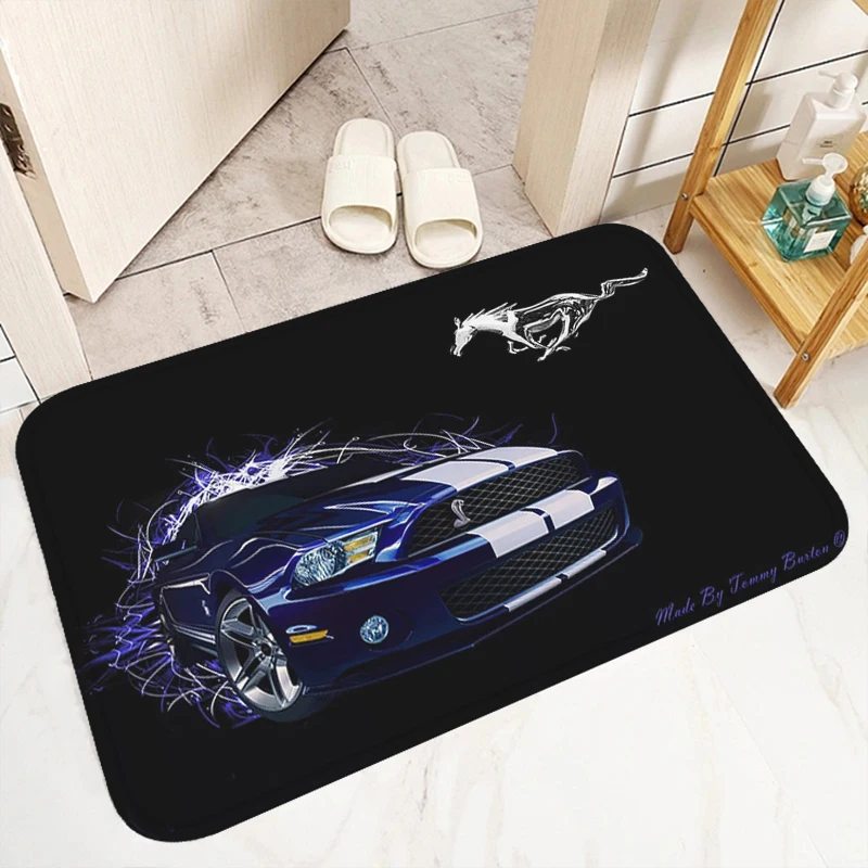 Bath Mat F-Ford Mustang Bathroom Floor Washable Non-slip Kitchen Rug Room Carpet Doormat Entrance Door Bedroom Mats