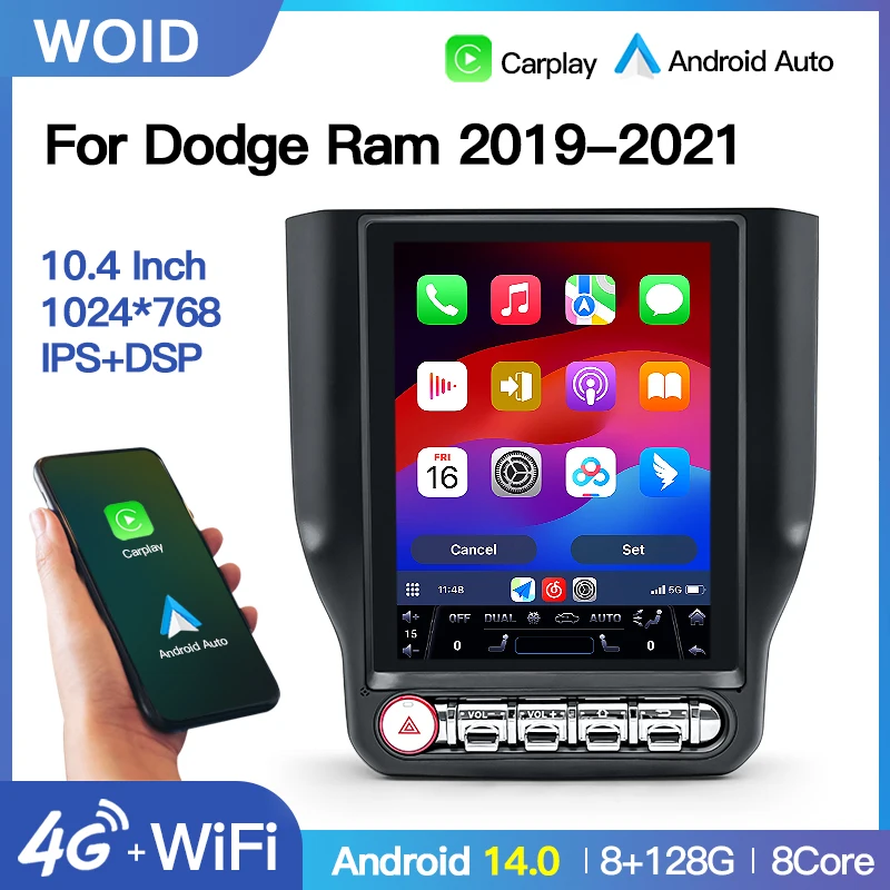Car Radio Navi Multimedia Video Player Head Unit Ram 2019 2020 2021 Android Stereo 4G WIFI Autoradio CarPlay