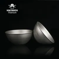 HWZBBEN Titanium Camping Bowl Portable Double-layer Rice Bowls Food Container Trip Outdoor Picnic Tableware Kitchen Dishes 89g