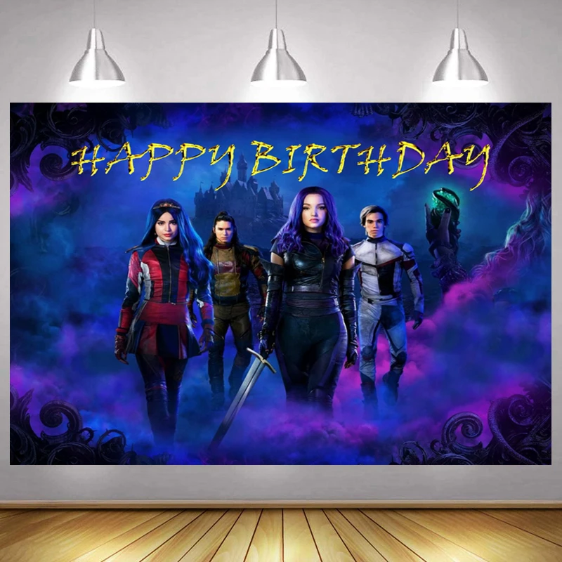 Disney Descendants Backdrop Party Decoration Birthday Descendants 3 Banner Youth Music Movie Photo Background Photography Props