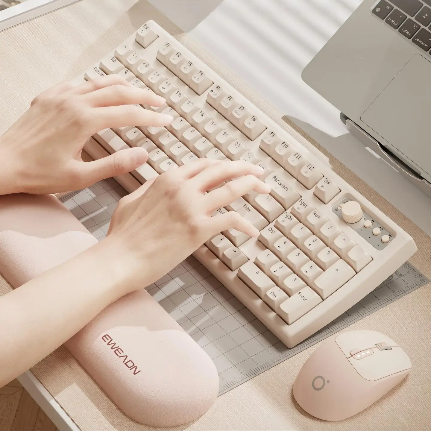 EWEADN V97PRO Wireless Keyboard Cute Creamy Bluetooth/2.4G Gaming Silent Keyboard with RGB Backlit Rechargeable for PC Gamer