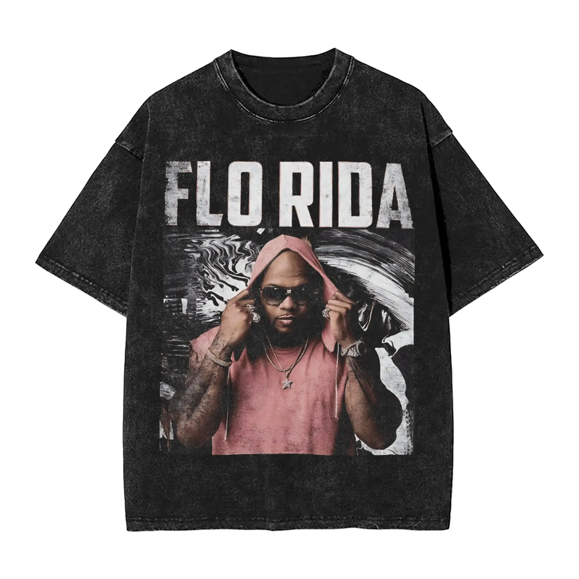 Summer  Flo Rida hip hop rapper Washed T Shirt Merch Harajuku T-Shirts  for Men Women Tee