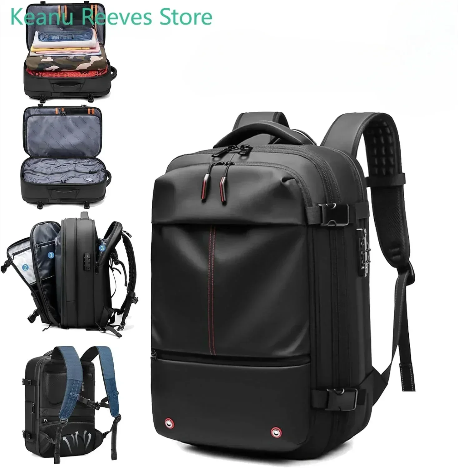 Travel Men Expanded 17.3 Inch Laptop Backpack Vacuum Compression Backpack Carry On Airback Airline Approved Luggage Storage Bag