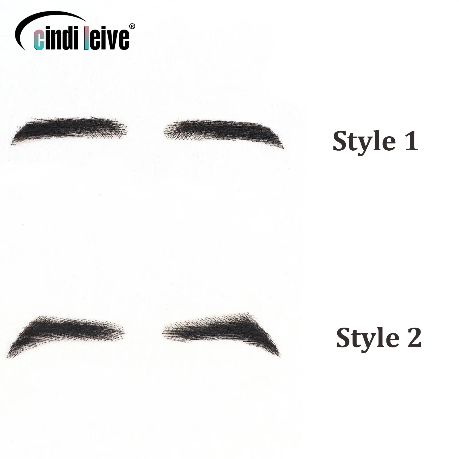 Invisible Natural Black Fake Eyebrows For Men 100% Human Hair Handtied Lace Base Natural Growth 2 Style