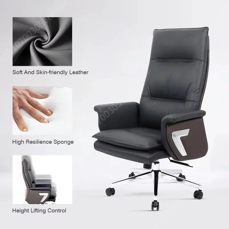PU Leather Executive Office Chair, Ergonomic Desk Chair with High Resilience Sponge, Height Adjustable Swivel Chair for Office
