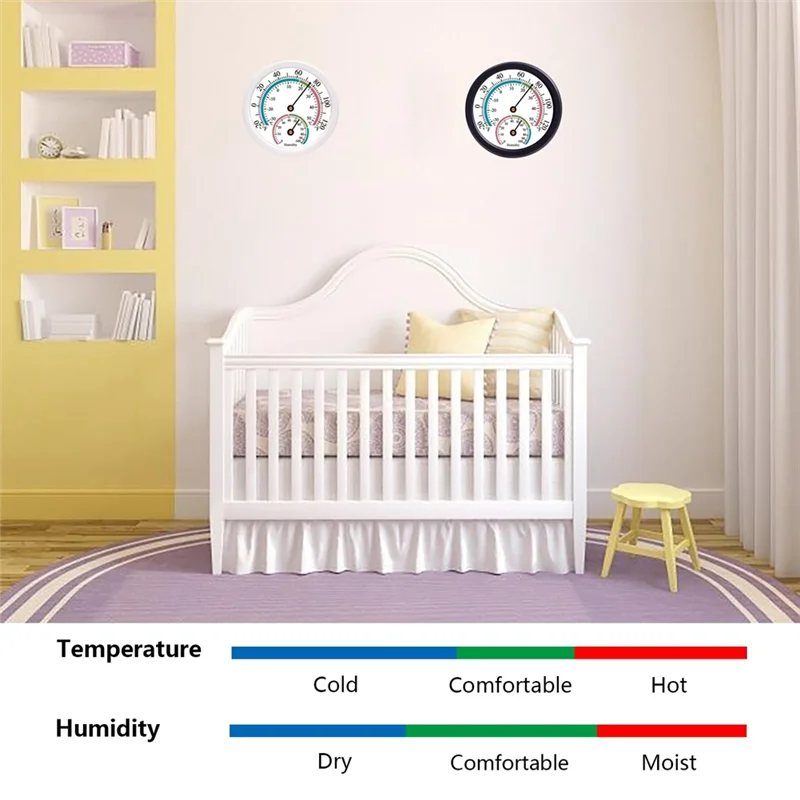 B94A 2PCS Mini Indoor Thermometer Hygrometer 2 In 1 Temperature Humidity Outdoor Monitor Gauge For Wall