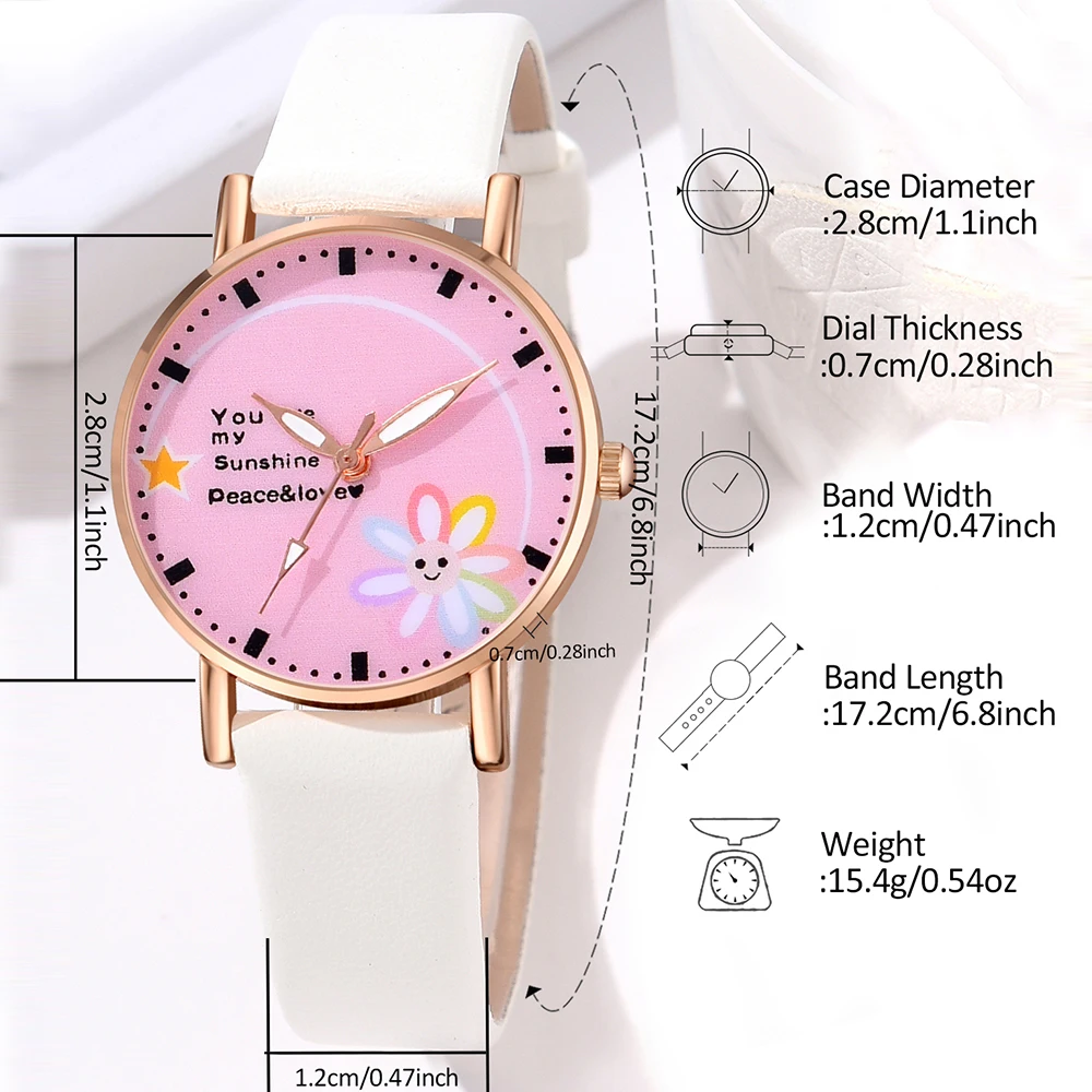 GAIETY Couple Simple Style Flower Element Dial Watch Casual Fashion Quartz Watch Is The Perfect Gift For Her