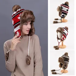Rear fork ball caps Funny Fashion Autumn Winter Leopard Fur bomber Ball Plush Big ear hats Hat Soft Warm Thick Basin Bucket Hats