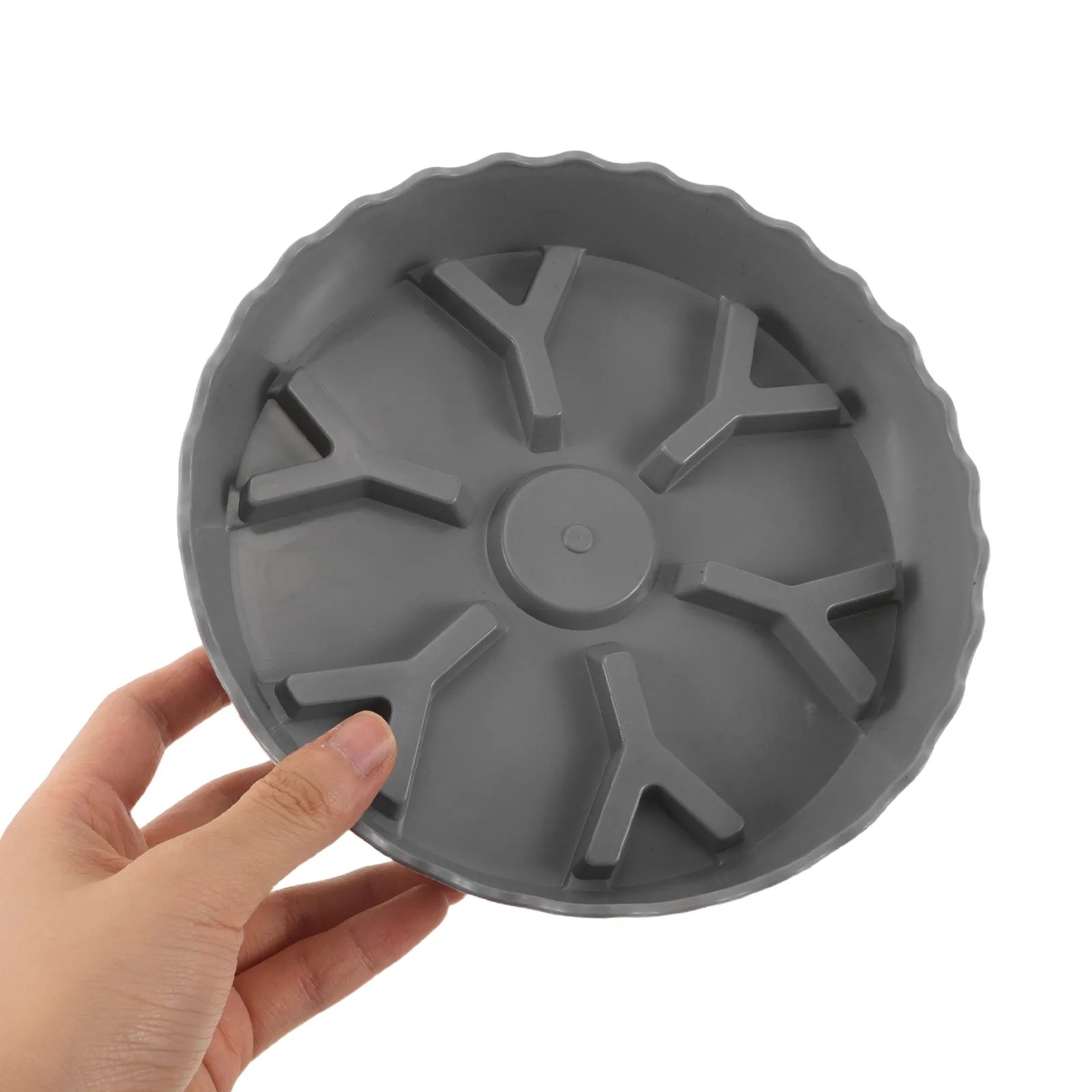 Heavy-Duty Plant Saucers for Home Gardeners to Prevent Water Overflow, Set of 4, 17.50 cm Grey Plastic Round Trays