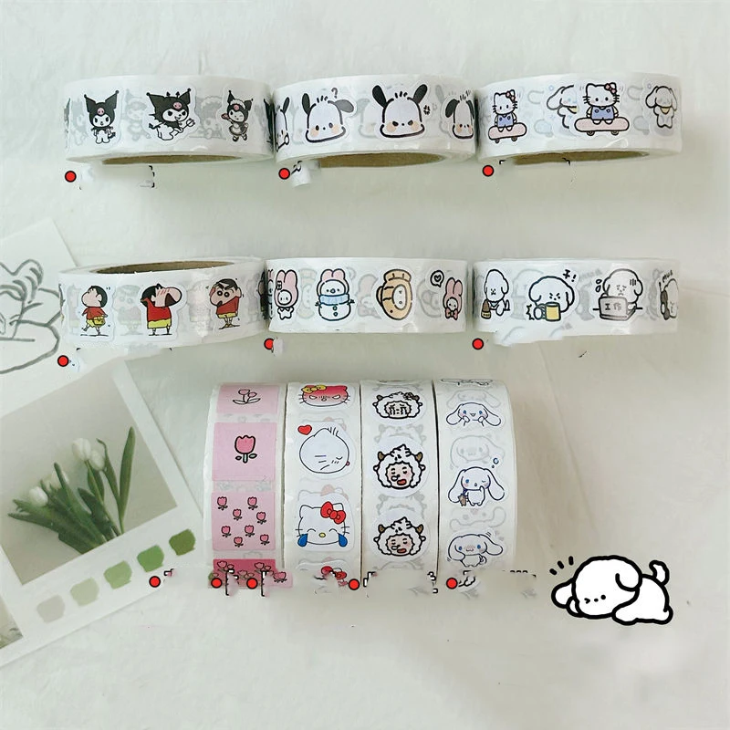 Sanrio Hello Kitty Kawaii Anime Diy Decal Cute Cinnamoroll Cartoon Decoration Sealing Sticker Adhesive Tape Lovely Gifts Girls