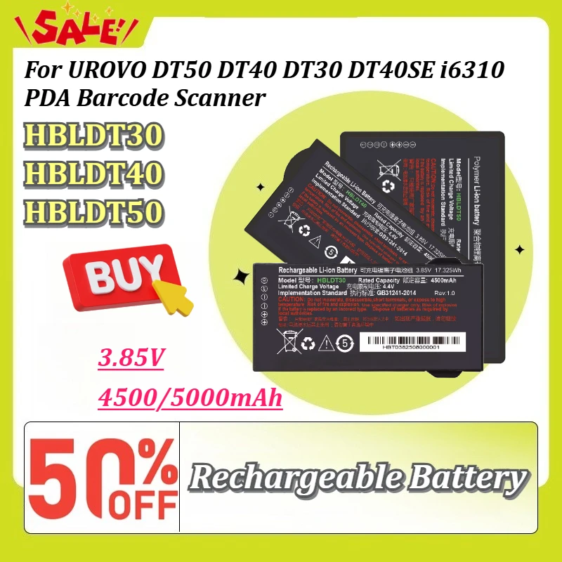 New HBLDT30 HBLDT40 HBLDT50 3.85V 4500/5000mAh Rechargeable Battery For UROVO DT50 DT40 DT30 DT40SE i6310 PDA Barcode Scanner