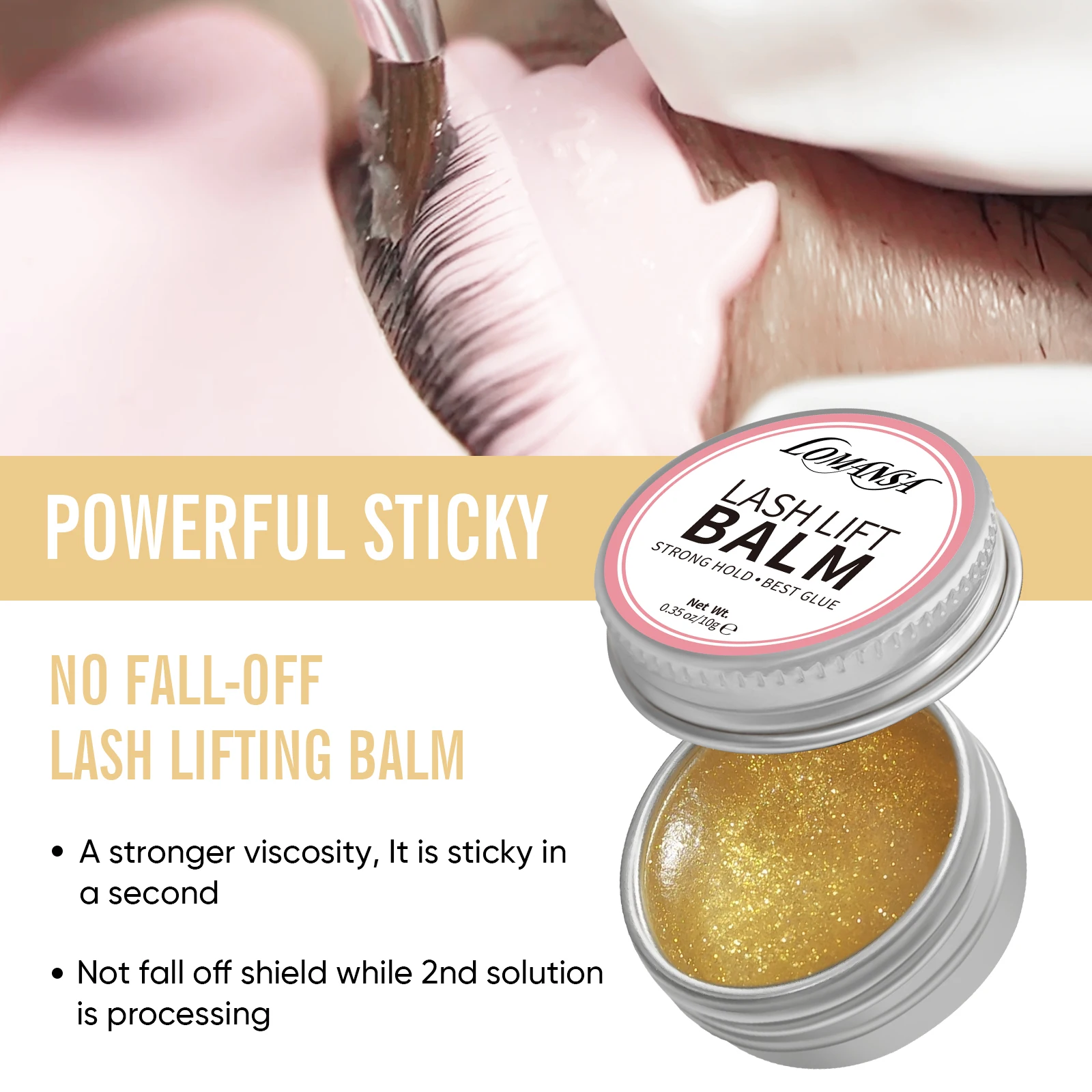Lomansa 10g 솔리드 속눈썹 리프트 접착제 고정 접착제 비 자극 향기로운 눈썹 솔리드 접착제 리프팅 속눈썹 밤 다림질 도구