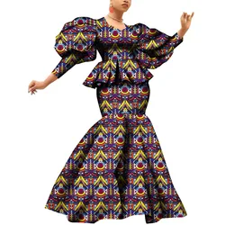 2 Pcs Sets Tops and Skirt Sets for Women Long Sleeve Women Skirt Set Dashiki Bazin Riche Party African Women Clothing