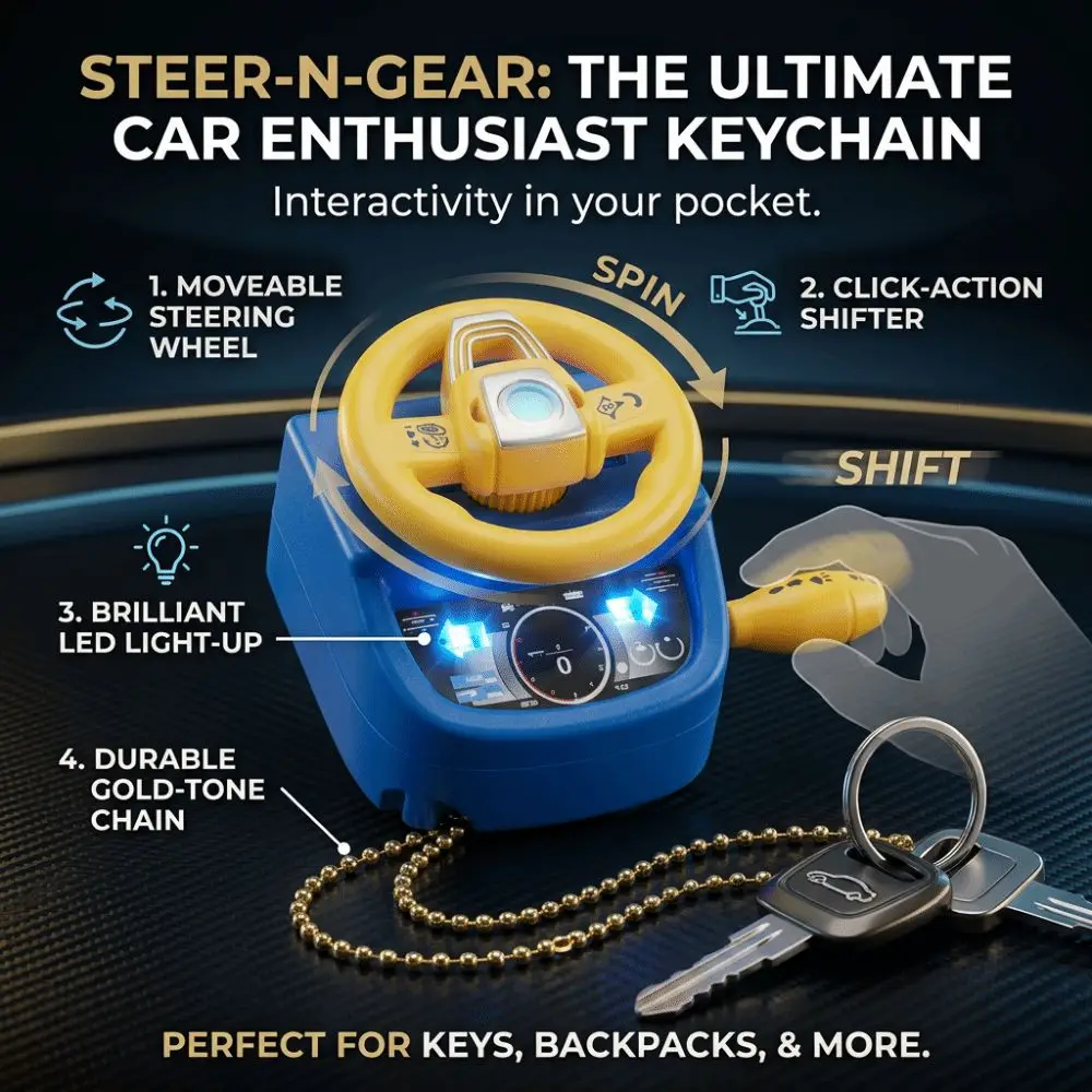 Mini Fidget Keychain Various colors Rotatable Simulated Steering Wheel Illumination Shiftable Steering Wheel Keychain