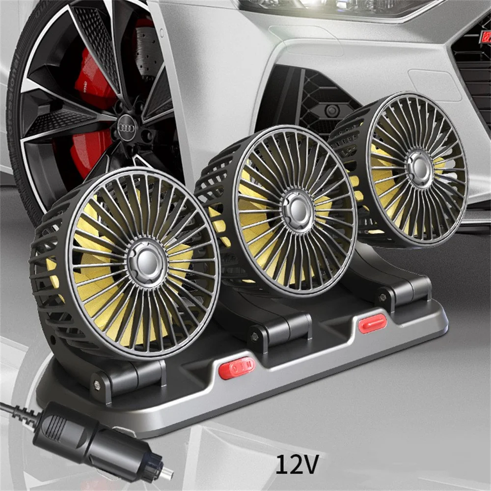 12V 24V Autoventilator 3 Köpfe 360 ° Einstellbarer, automatisch kühler Lüfter mit geringem Geräuschpegel, multifunktionaler Lüfter mit temporärer Parkkarte für Fahrzeuge. – Detail 25