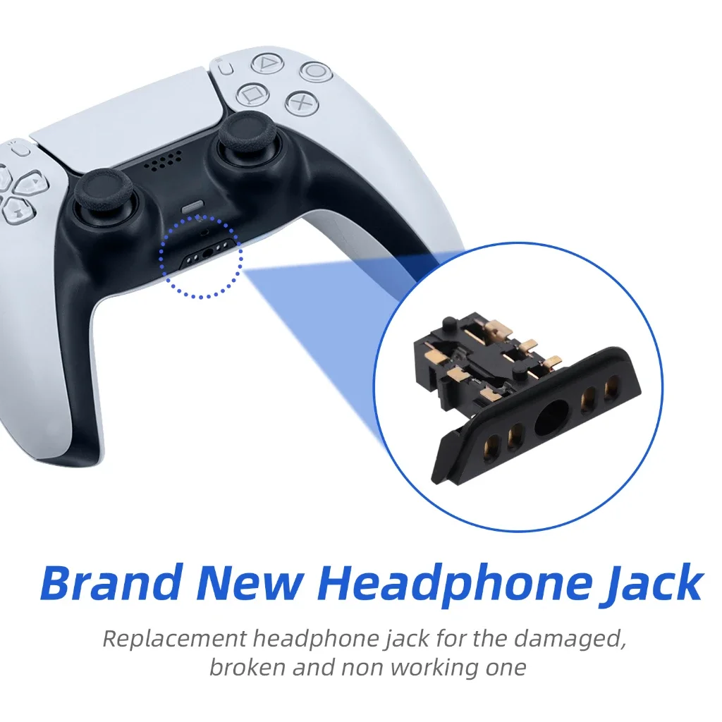 

5pcs Headphone Plug Jack for PS5 Handle Gamepad Replacement Volume Charging Socket Headset Port Socket
