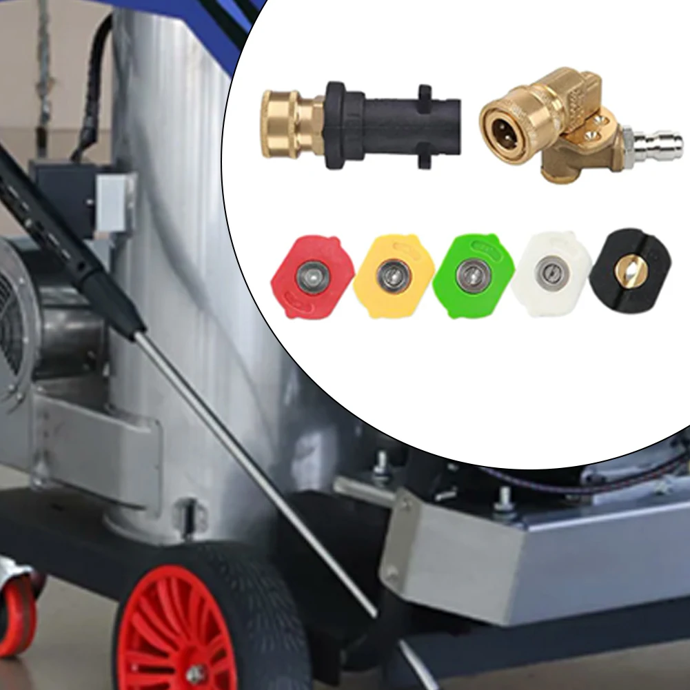 High Pressure Cleaner Swivel With 5 Nozzles And Adapters For Cleaning Tasks Quick Adapter Car Washing Nozzle