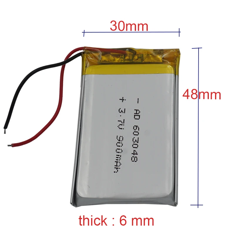 Перезаряжаемый литий-полимерный аккумулятор 3,7 в, 900 мАч, 603048 Вт-ч, литий-полимерный аккумулятор для GPS, автомобильной камеры, видеорегистратора, КПК, колонки Bluetooth